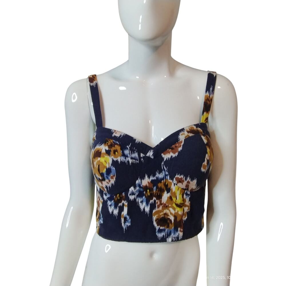 Band of‎ Gypsies Women's Medium Artsy BabyDoll Y2K Top Smocked Corset Cropped